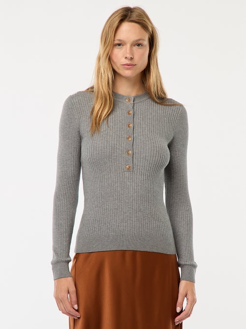 Gilet à manches longues en maille côtelée - Kiabi