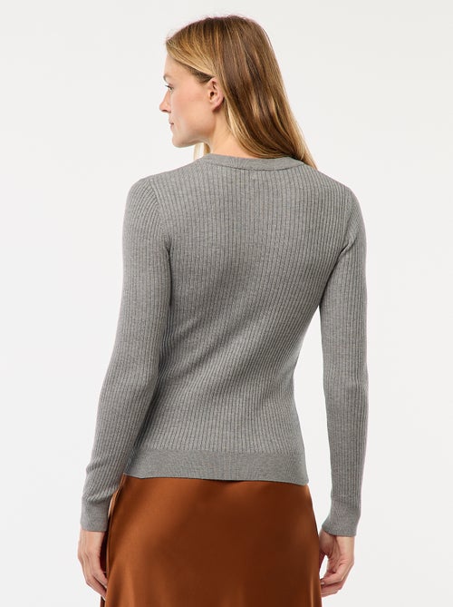 Gilet à manches longues en maille côtelée - Kiabi