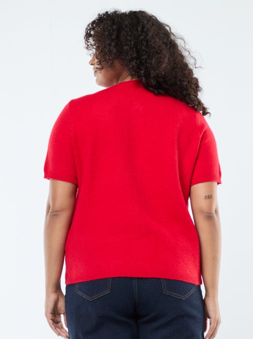 Gilet à manches manches courtes avec broderies fleurs à l'épaule - Kiabi