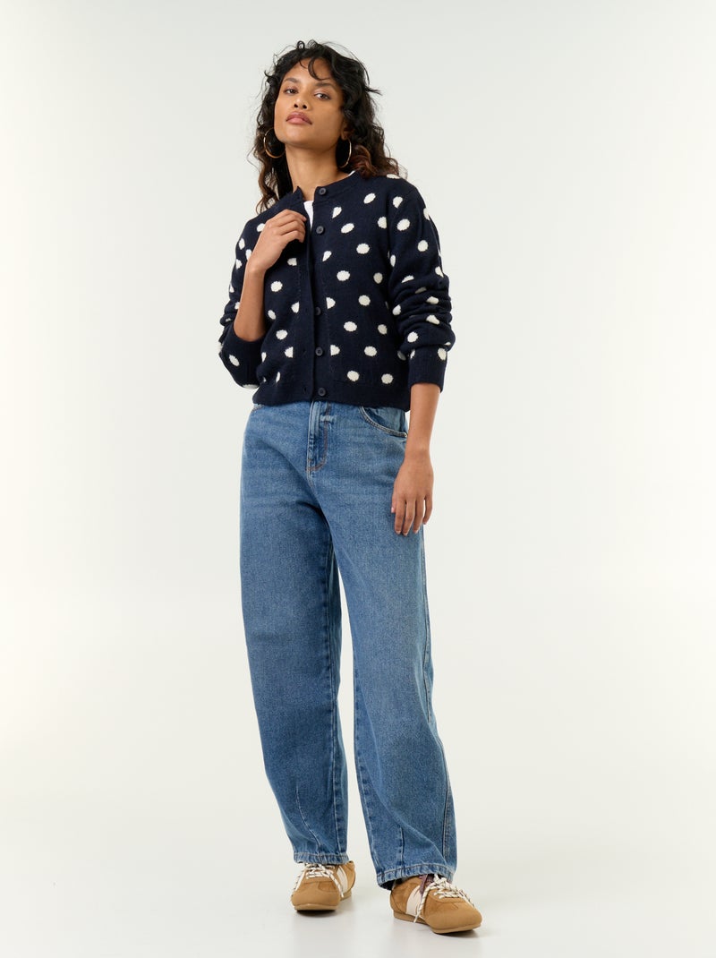 Gilet à pois et à manches longues Bleu - Kiabi