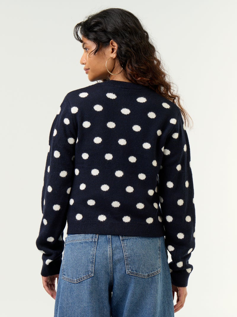 Gilet à pois et à manches longues Bleu - Kiabi