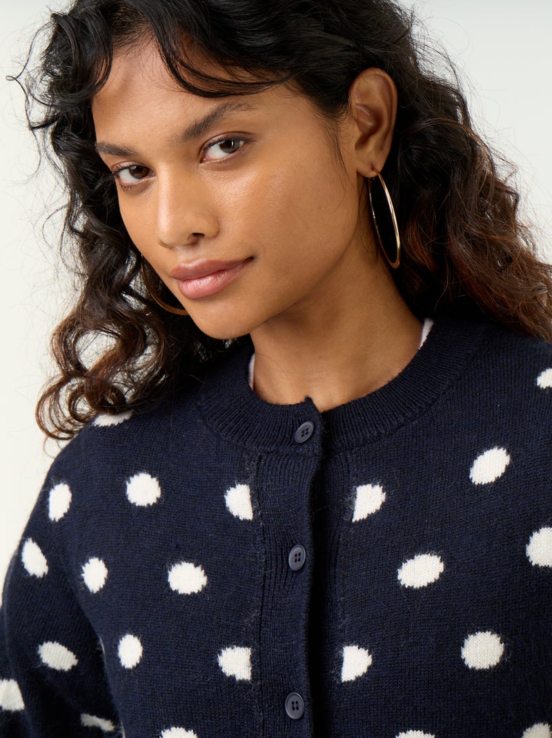 Gilet à pois et à manches longues Bleu - Kiabi