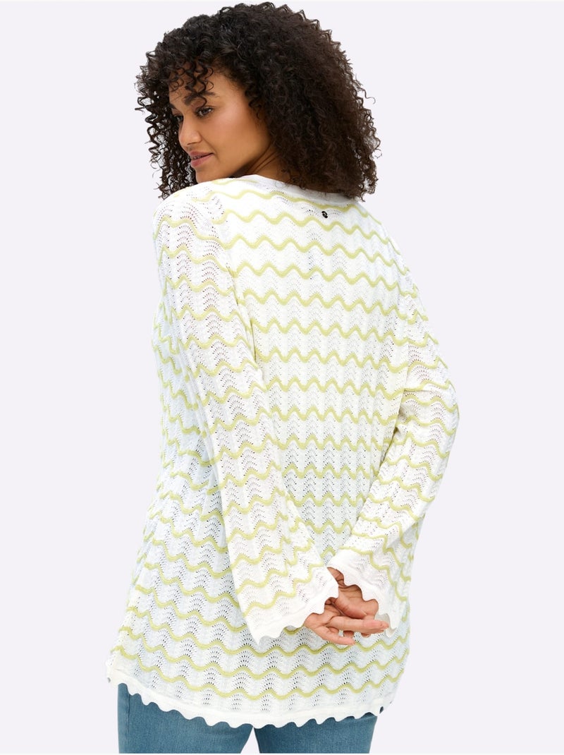 Gilet Ajouré - Taille Standard - Sheego Beige/Vert - Kiabi