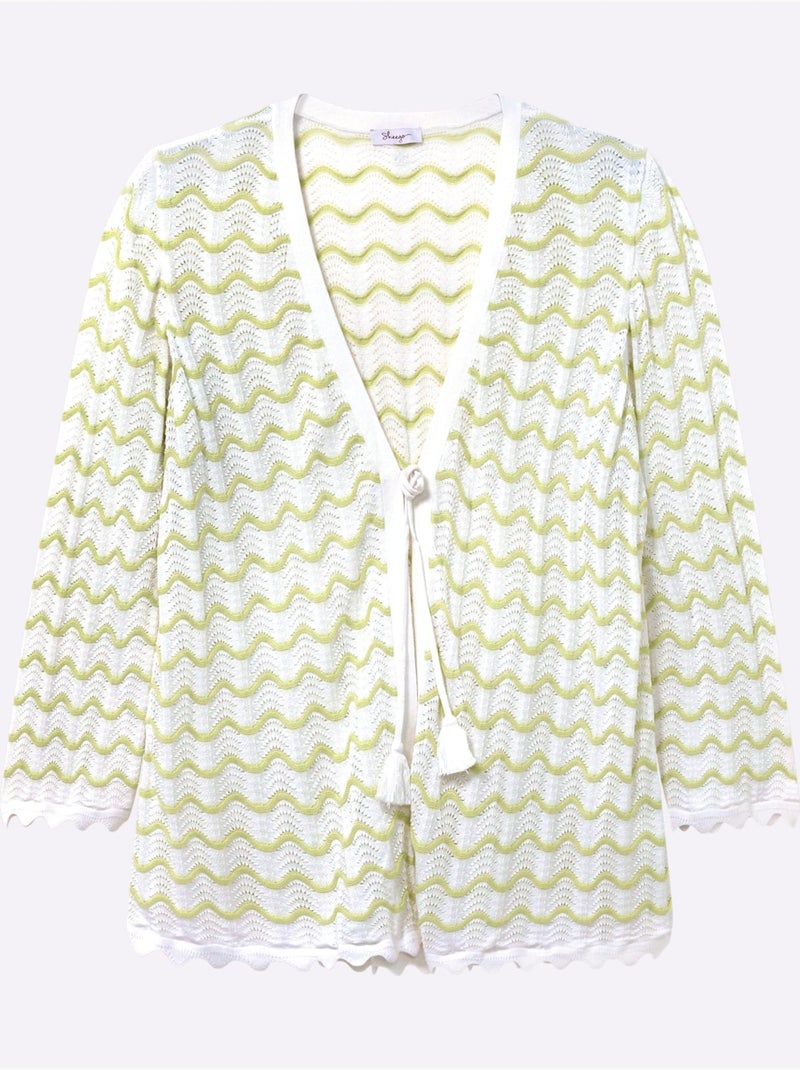 Gilet Ajouré - Taille Standard - Sheego Beige/Vert - Kiabi