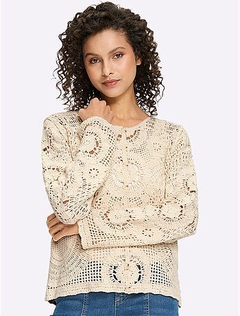 Gilet ajouré aspect crochet - taille standard - helline