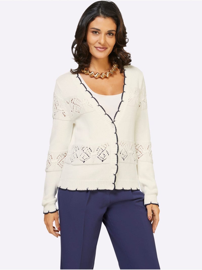Gilet Ajouré Avec Motif Ajouré - Taille Standard - helline Ecru - Kiabi