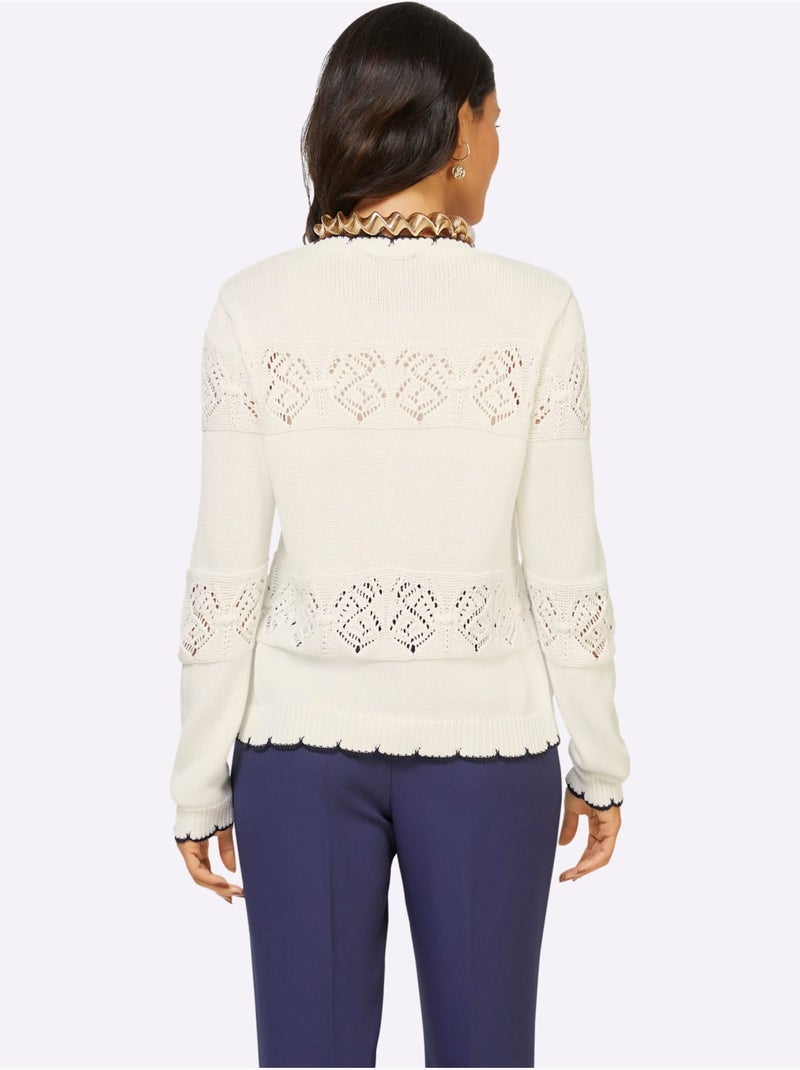 Gilet Ajouré Avec Motif Ajouré - Taille Standard - helline Ecru - Kiabi