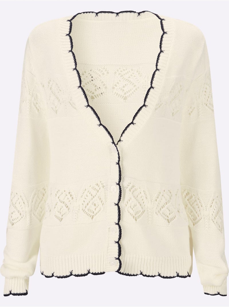 Gilet Ajouré Avec Motif Ajouré - Taille Standard - helline Ecru - Kiabi