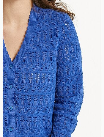 Gilet ajouré col V boutonné coton mélangé - Afibel