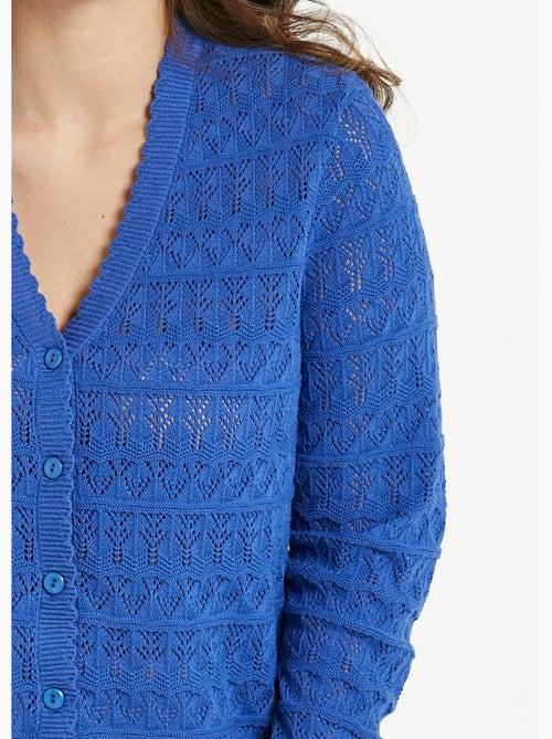 Gilet ajouré col V boutonné coton mélangé - Afibel - Kiabi