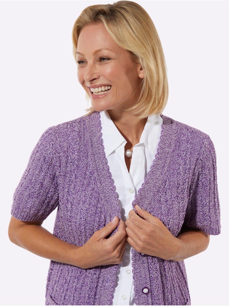 Gilet Ajouré Fils Chinés - Taille Standard - Witt Violet - Kiabi