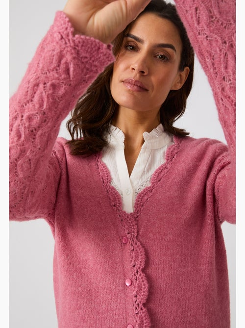 Gilet ajouré, finition effet crochet mélange laine et alpaga - Damart - Kiabi