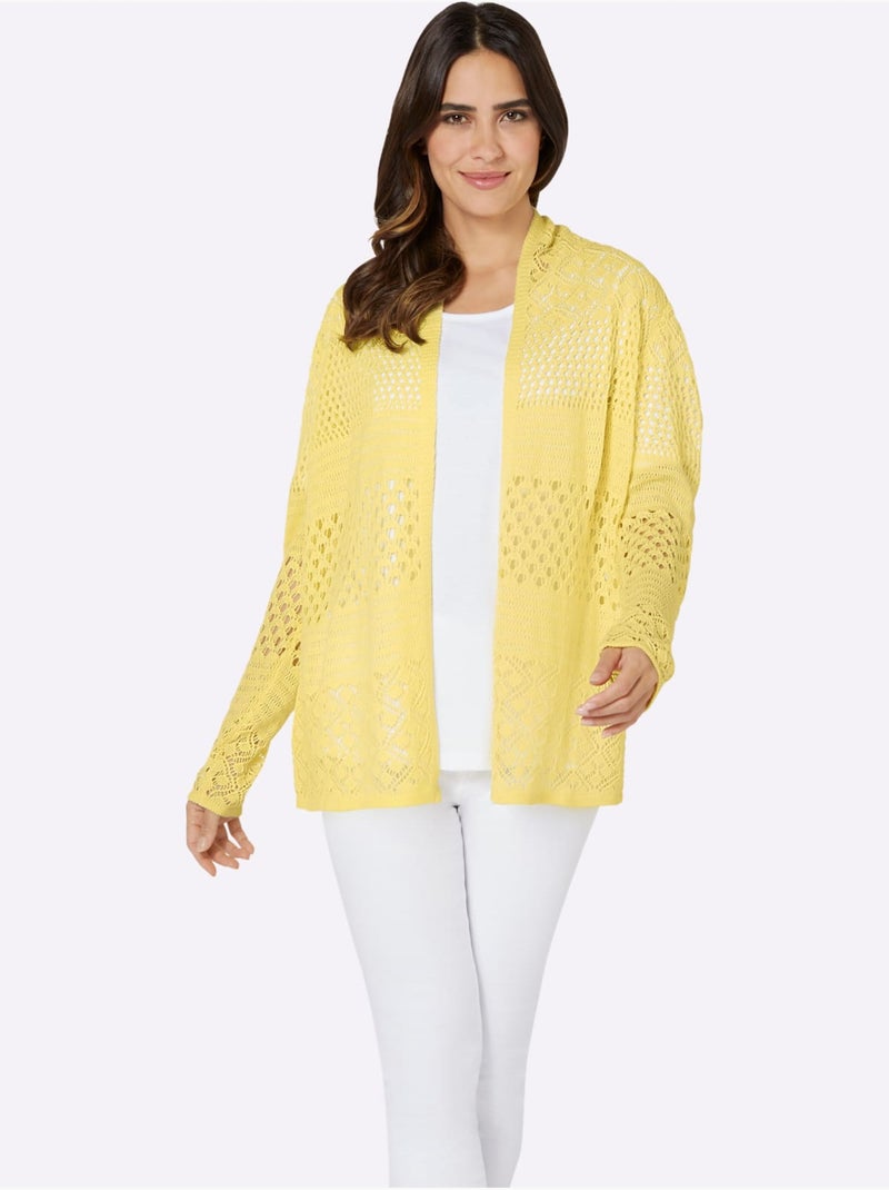 Gilet Ajouré Motif Ajouré Intégral - Taille Standard - Moda Vilona Jaune citron - Kiabi