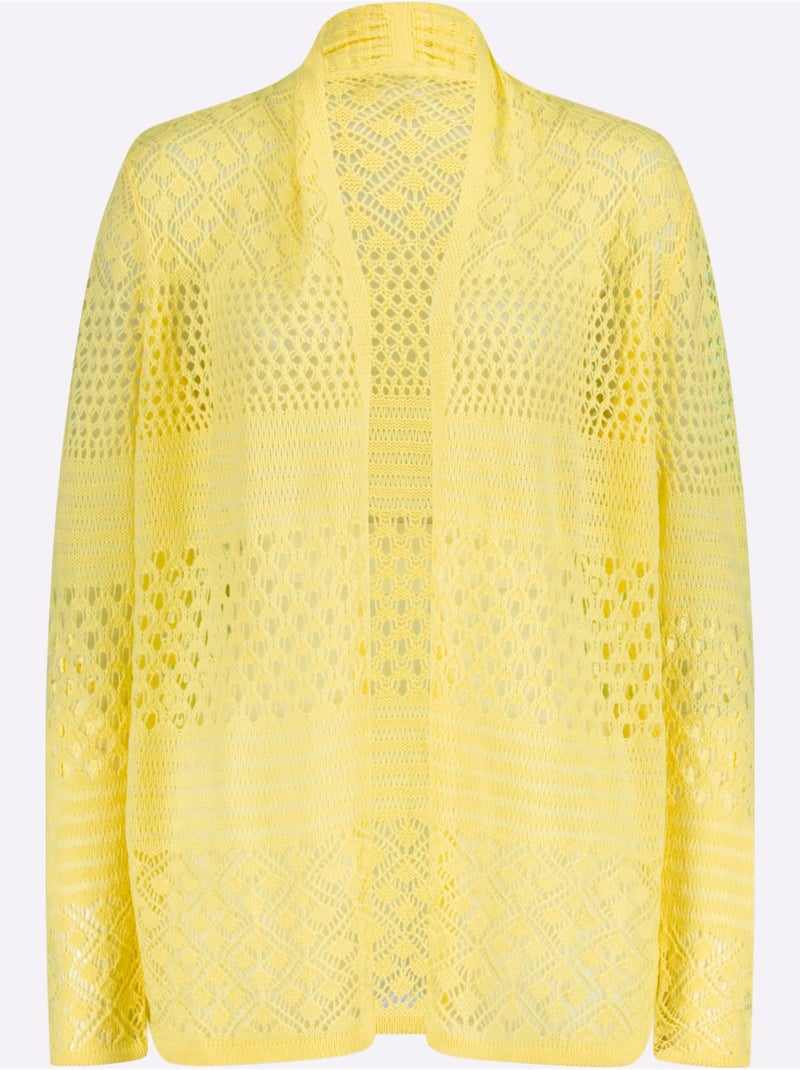 Gilet Ajouré Motif Ajouré Intégral - Taille Standard - Moda Vilona Jaune citron - Kiabi