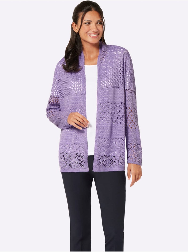 Gilet Ajouré Motif Ajouré Intégral - Taille Standard - Moda Vilona Lavande - Kiabi