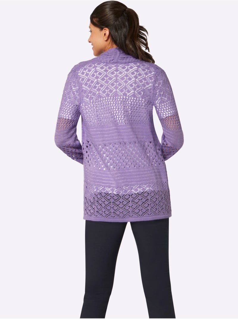 Gilet Ajouré Motif Ajouré Intégral - Taille Standard - Moda Vilona Lavande - Kiabi