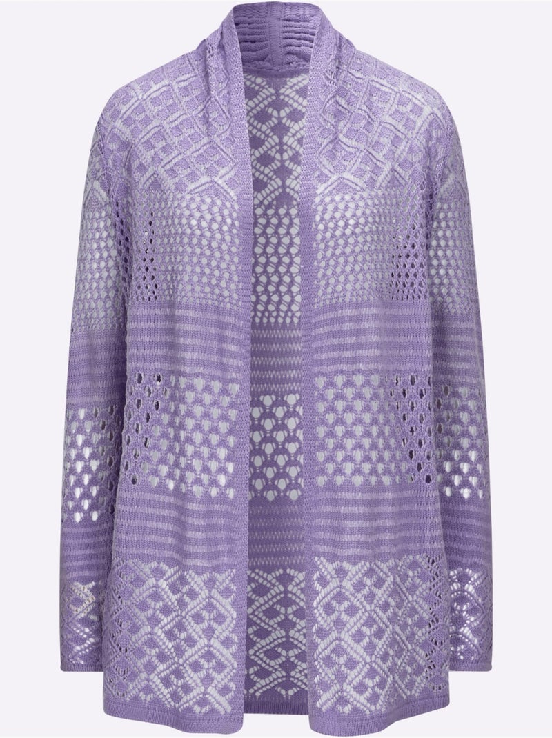 Gilet Ajouré Motif Ajouré Intégral - Taille Standard - Moda Vilona Lavande - Kiabi