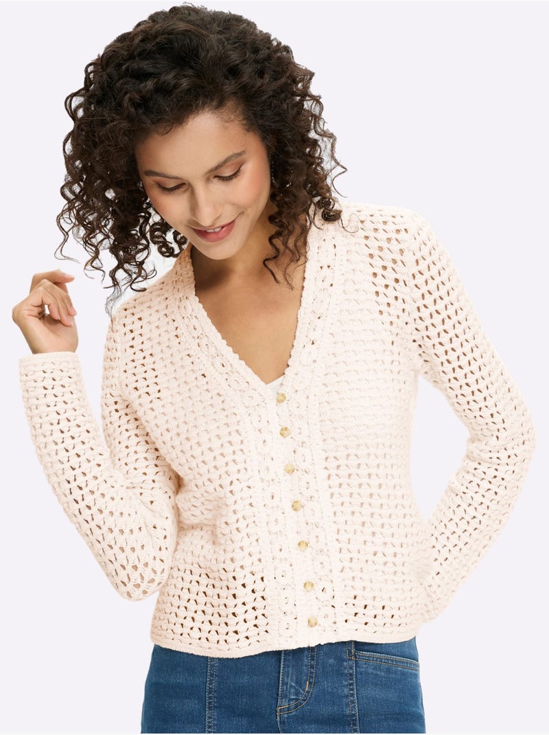 Gilet Ajouré Motif Ajouré Léger - Taille Standard - Helline Ecru - Kiabi