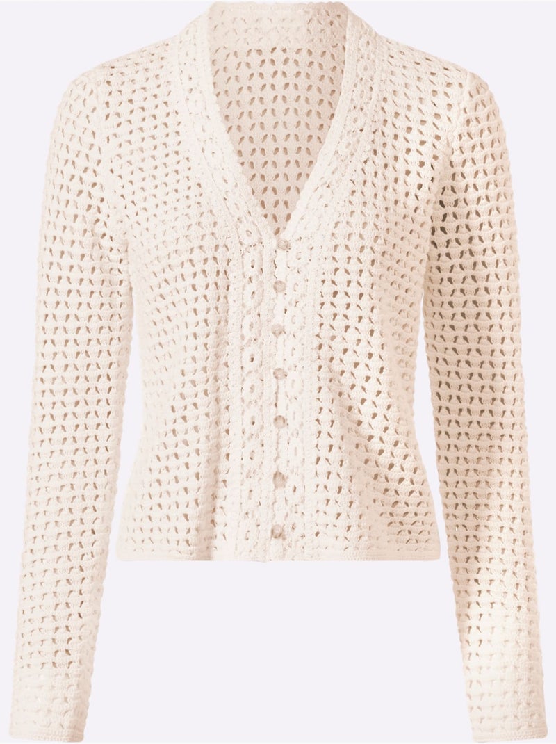 Gilet Ajouré Motif Ajouré Léger - Taille Standard - Helline Ecru - Kiabi