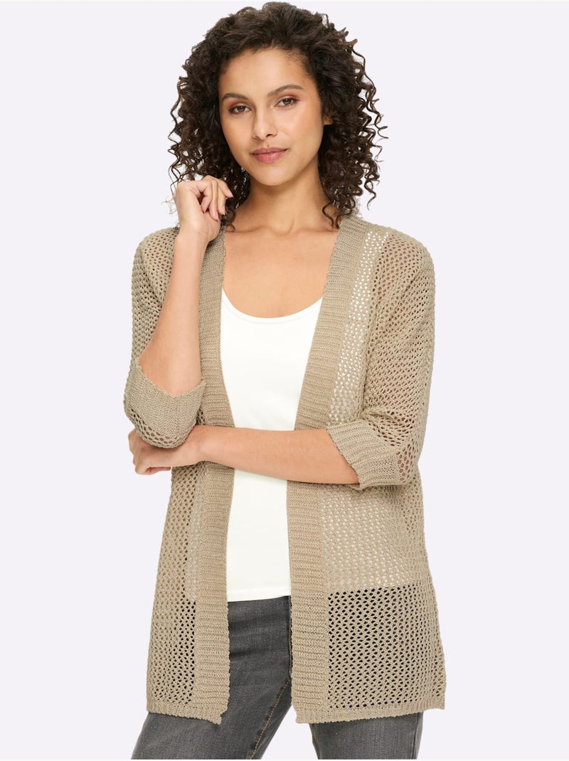Gilet ajouré motif ajouré léger - taille standard - helline Sable - Kiabi