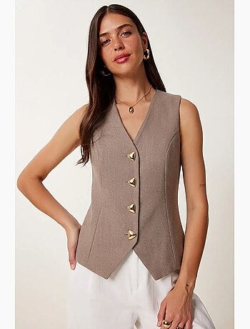 Gilet ajusté en crêpe à boutons istanbul