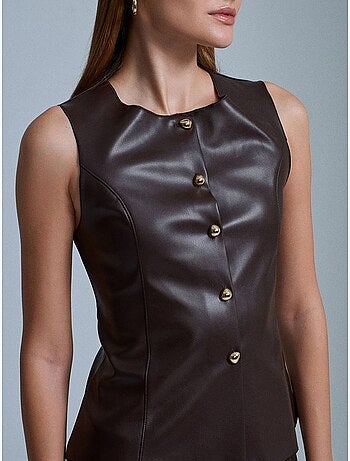 Gilet ajusté en similicuir à boutons dilvin