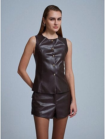 Gilet ajusté en similicuir à boutons dilvin