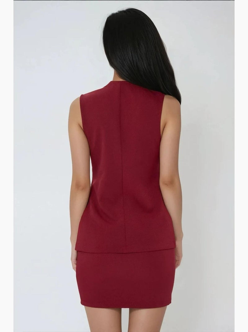 Gilet ajusté sans manches à col en v hiccup Rouge bordeaux - Kiabi
