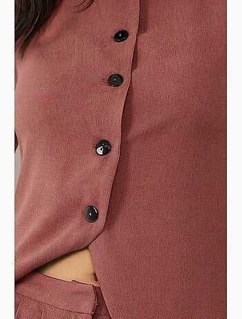 Gilet ajusté texturé à col ras du cou avec boutons hiccup