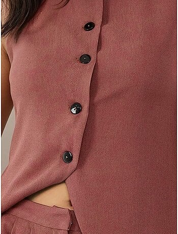 Gilet ajusté texturé à col ras du cou avec boutons