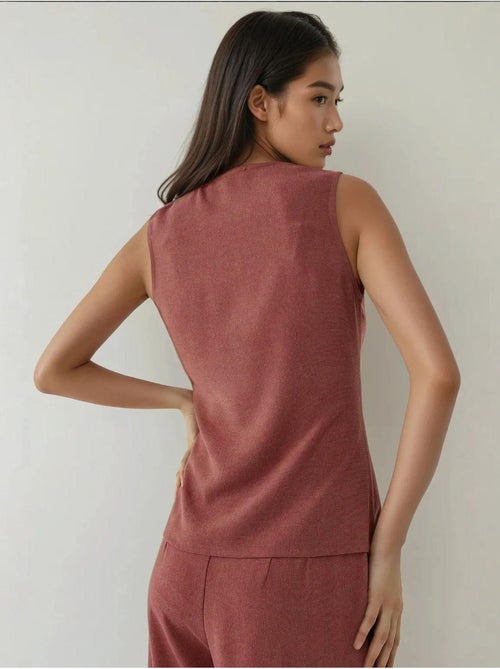 Gilet ajusté texturé à col ras du cou avec boutons - Kiabi