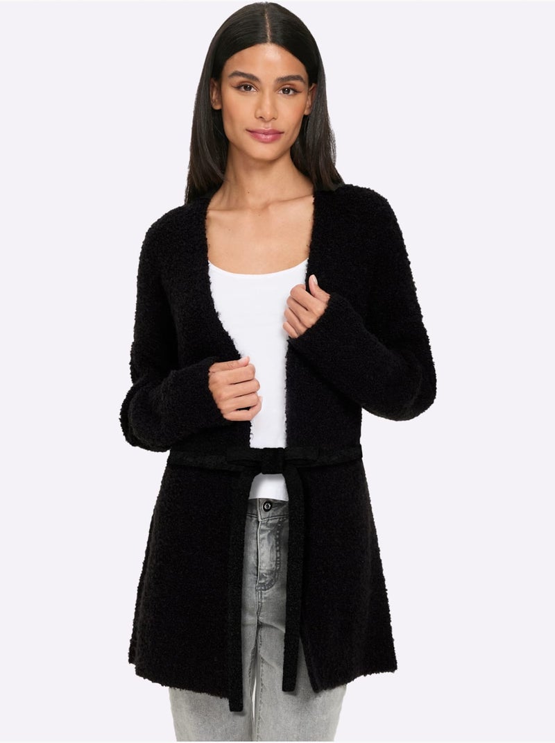 Gilet Aspect Bouclé élégant - Taille Standard - Helline Noir - Kiabi