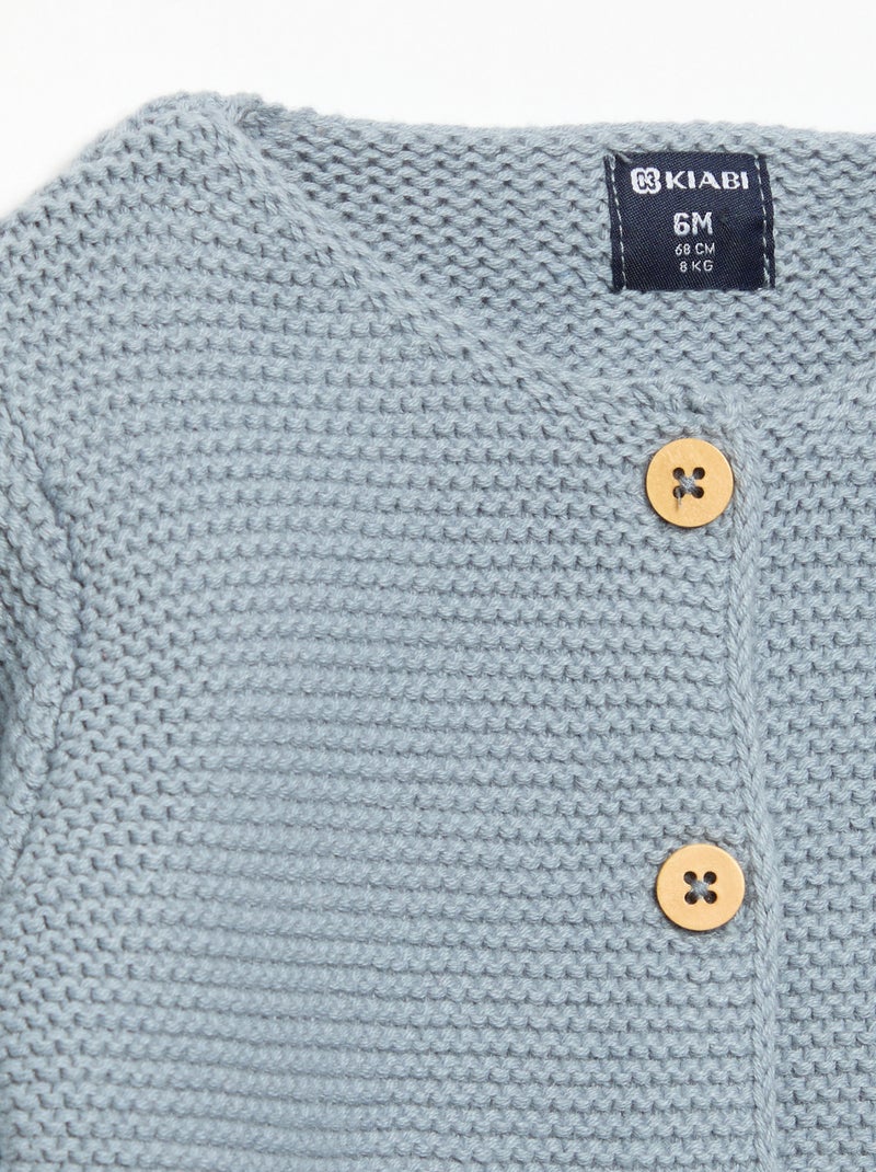 Gilet au point mousse Bleu - Kiabi