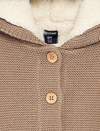 Gilet au point mousse doublé à capuche