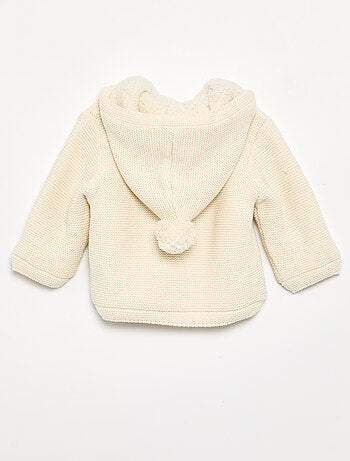 Gilet au point mousse doublé à capuche