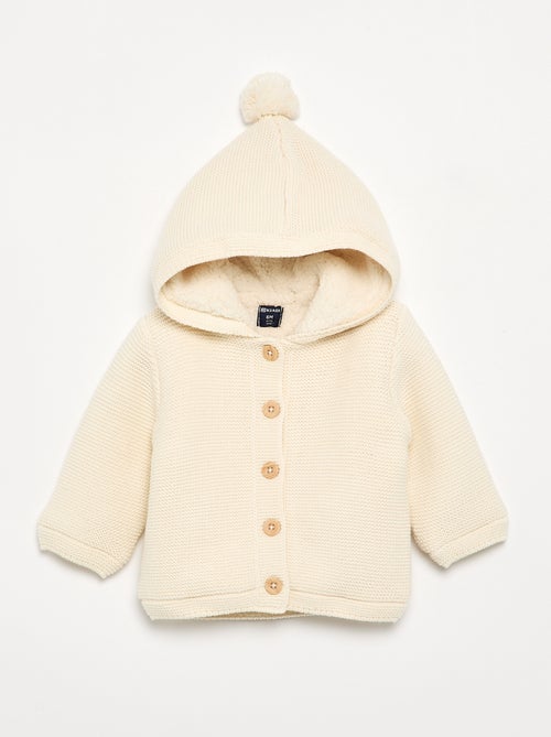 Gilet au point mousse doublé à capuche - Kiabi