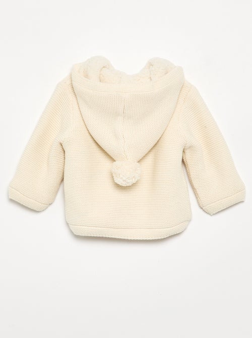 Gilet au point mousse doublé à capuche - Kiabi