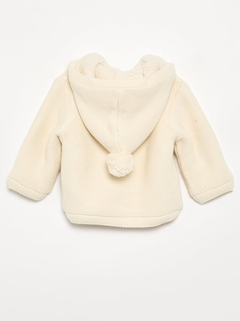 Gilet au point mousse doublé à capuche Blanc - Kiabi