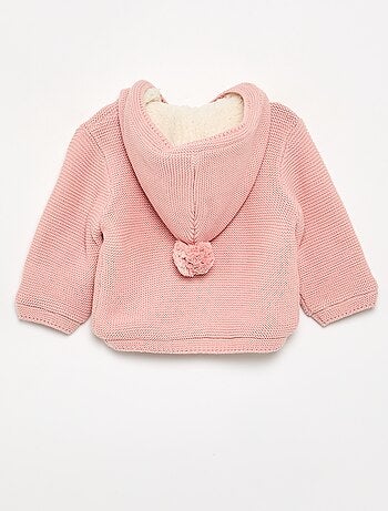 Gilet au point mousse doublé à capuche