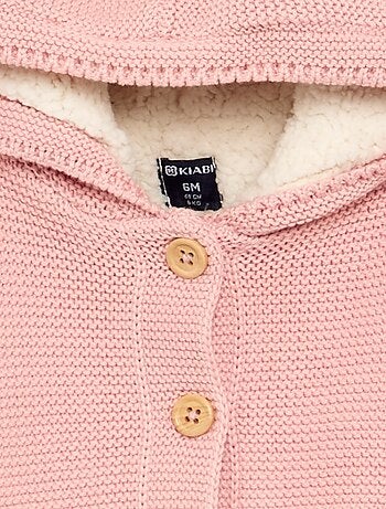 Gilet au point mousse doublé à capuche