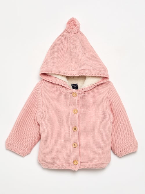 Gilet au point mousse doublé à capuche - Kiabi