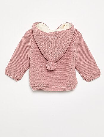 Gilet au point mousse doublé à capuche