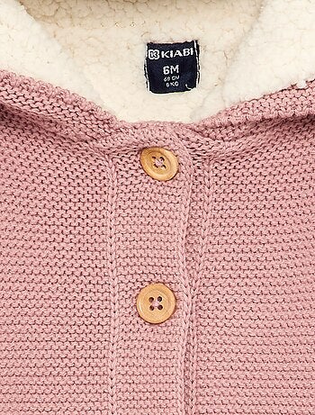 Gilet au point mousse doublé à capuche