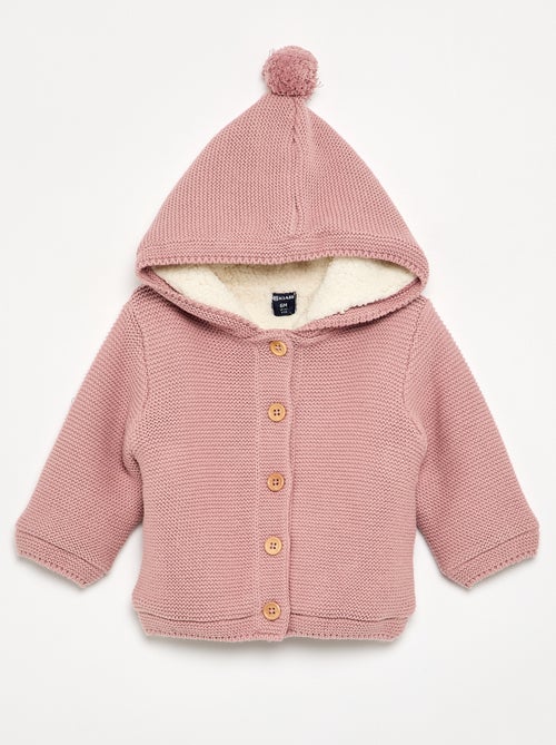 Gilet au point mousse doublé à capuche - Kiabi