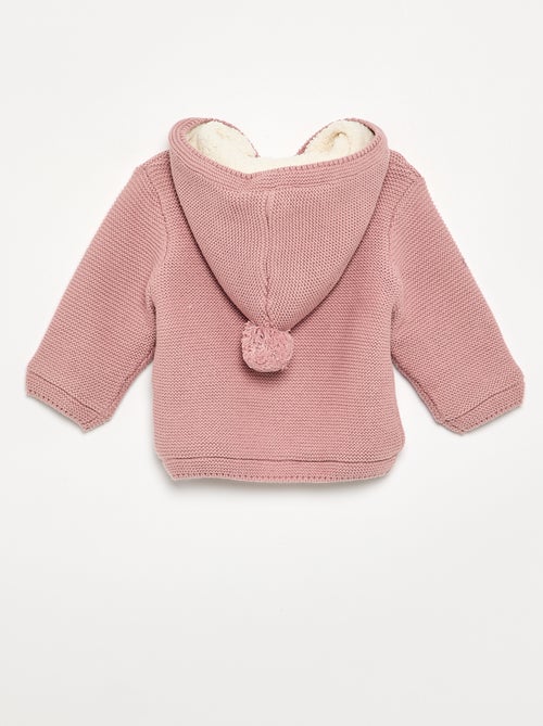 Gilet au point mousse doublé à capuche - Kiabi