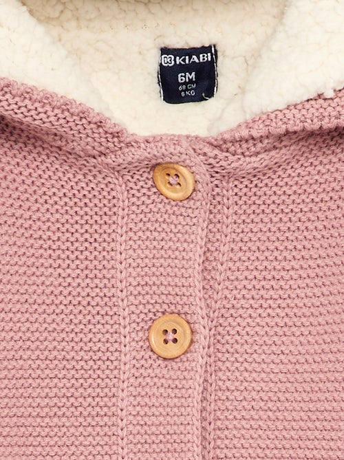 Gilet au point mousse doublé à capuche - Kiabi