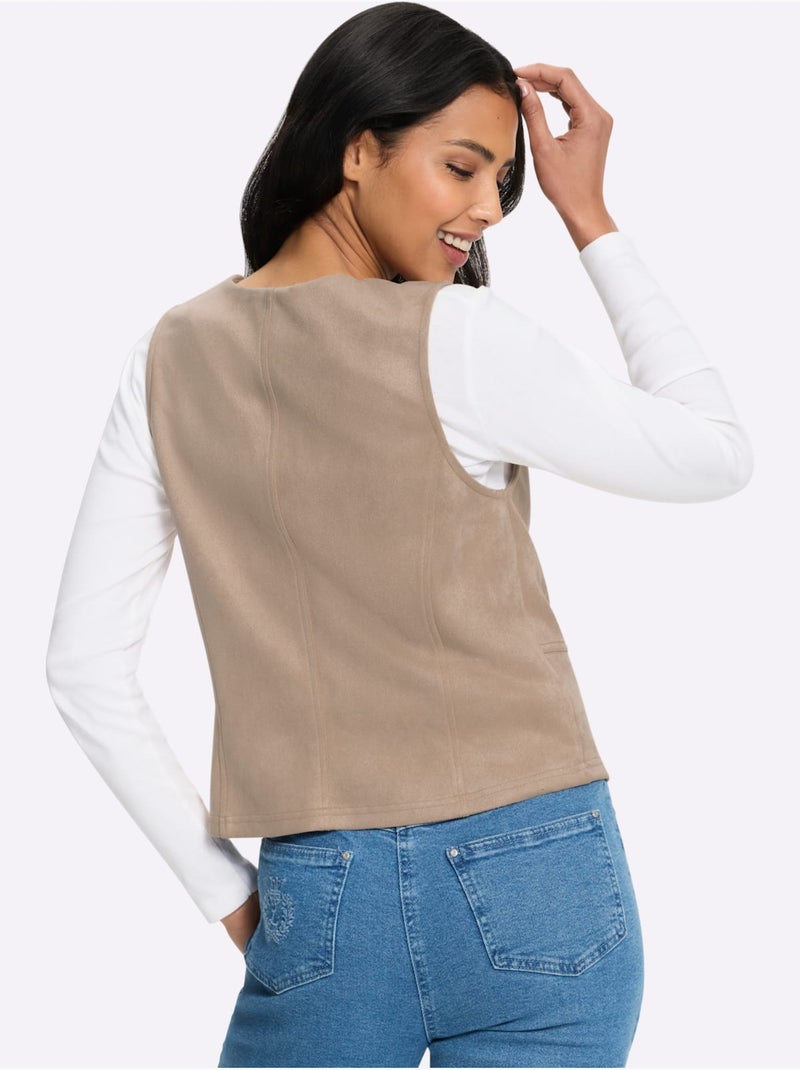 Gilet au toucher velouté - taille standard - moda vilona Beige - Kiabi
