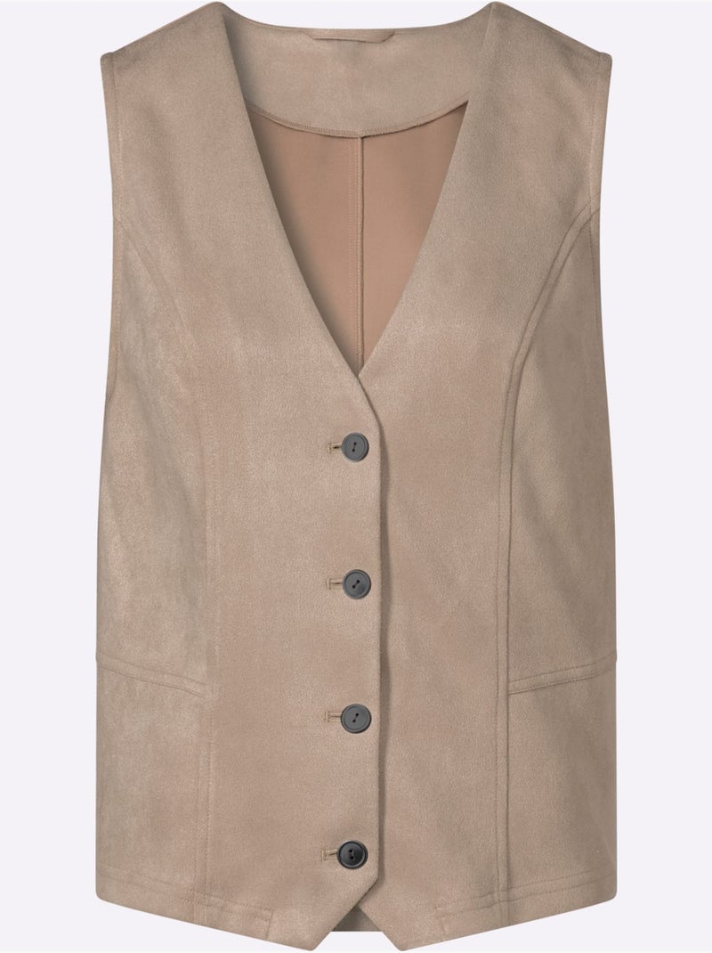 Gilet au toucher velouté - taille standard - moda vilona Beige - Kiabi
