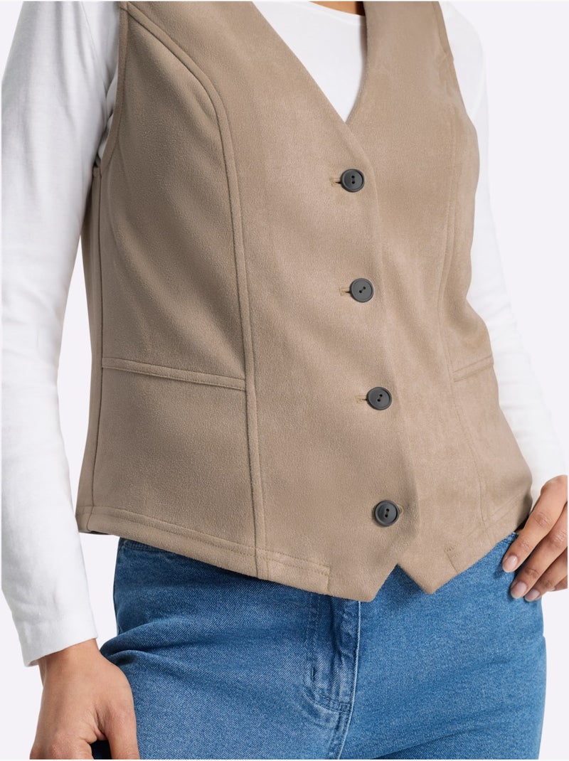 Gilet au toucher velouté - taille standard - moda vilona Beige - Kiabi