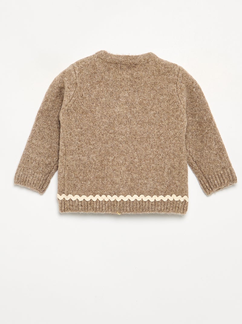 Gilet avec biais contrasté Marron - Kiabi